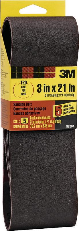3M Sanding Belt, 3 in. x 21 in., 120 Grit, Fine, 5 Pack by Overstock