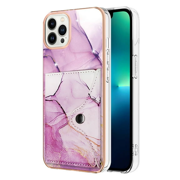 TECH CIRCLE Stylish Case for iPhone SE 2022/2020 & iPhone 8 & iPhone 7 (4.7") - Premium TPU/PU Leather Phone Case [Built-in Wallet Feature] Lightweight Cute Marble Durable Cover, Purple
