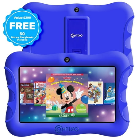 Contixo 7" Kids Tablet, 50 FREE Disney eBooks, 32GB, Educational Android Tablet for kids 3-7, Parental Controls, Dual Camera, WiFi - Dark Blue