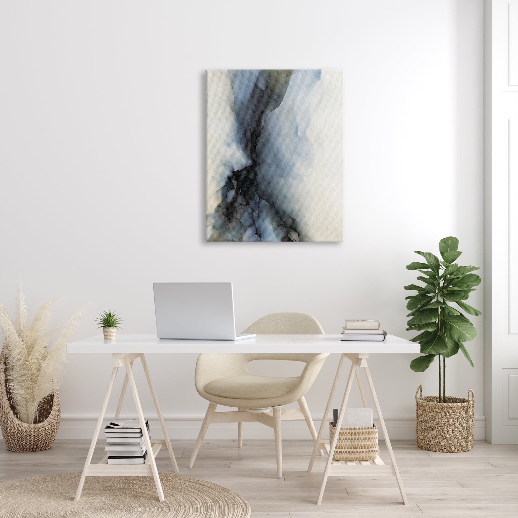 Stupell Industries Murky Blue Abstract Fluid Shape Distorted Twist Lodge Painting Gallery-Wrapped Canvas Print Wall Art, 30 x 40, Design by Kippi Leonard