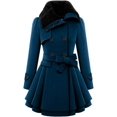 thumbnail image 1 of Abrigos de invierno para mujer con forro de sherpa, gabardina cruzada, abrigo largo de cuello alto con bolsillos, abrigo de invierno con cinturón, 1 of 5