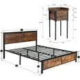 thumbnail image 2 of VECELO 3-Piece Bedroom Sets, Wooden Headboard Queen Metal Slat Bed Frame and 2 Nightstand, Brown, 2 of 6