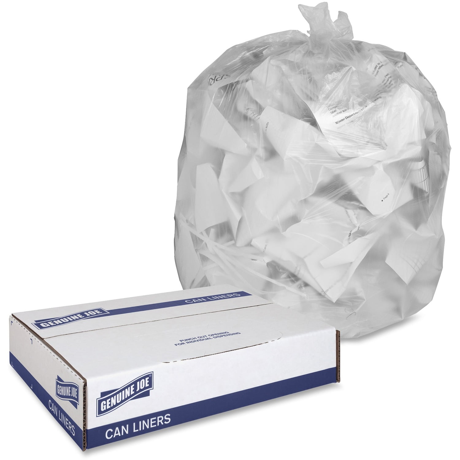 Inteplast Heavy-Duty Clear Trash Bags - 24x24, 8 Mic, 10 Gallon Can Liners, 50 Per Roll, 20 Rolls Per Case