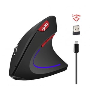 Ergonomique Mouse Vertical optique de haute précision Mouse ajustable DPI Ordinateur sans fil Mouse noir