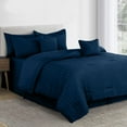 thumbnail image 6 of Lux Decor Collection Twin Seersucker Bedding Comforter Set – All-Season 8 Pieces Bed in a Bag Includes Comforter, Sheets, Pillow Sham, Bed Skirt & Decorative Pillow for Ultimate Comfort - Navy, 6 of 7