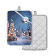 thumbnail image 2 of 2 Pack Pot Holders for Kitchen Heat Resistant Hot Pads Sets for Cooking Baking Christmas Night Scene, 2 of 7