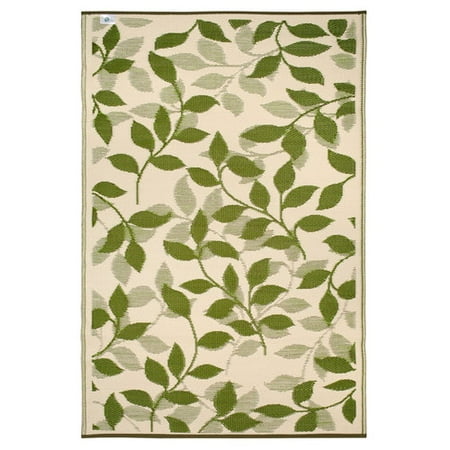 Collection Outdoor Floor Fab Habitat Reversible Indoor Outdoor Weather Resistant Floor Mat/Rug - Bali - Forest Green & Cream (6 ft x 9 ft) ()