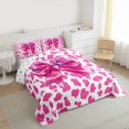 thumbnail image 3 of Homewish Kawaii Princess Ribbon Bedding Comforter Set for Girls, Fashion Pink Leopard Print Twin Comforter Sets, Cute Cartoon Reversible Bedding Set, Ultra Soft Bedroom Decor, 2 Pieces, 3 of 8