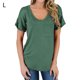 thumbnail image 1 of Camiseta de mujer con cuello en V, manga corta, bolsillo, blusa, top informal de verano, verde oscuro, L Noticed AP001345-23, 1 of 4