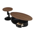 thumbnail image 4 of GZXS Modern Nesting Tables Set of 2, Oval Coffee Table with Storage Drawer, and Round End Table, for Living Room,Apartment,Home Office (Brown+Black), 4 of 8