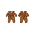 thumbnail image 2 of Rovasas Christmas Infant Baby Girl Romper Gingerbread Man Crew Neck Ruffle Long Sleeve Contrast Color Fall Jumpsuit, 2 of 9
