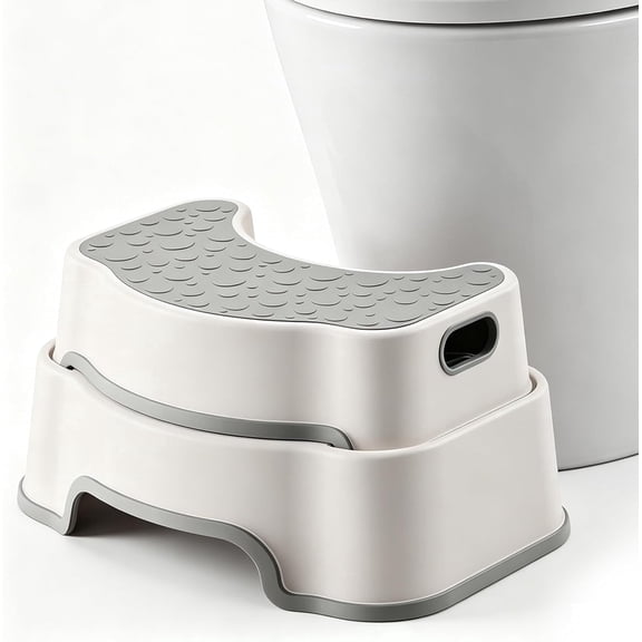 UNCLE WU 2-in-1 Adjustable Anti-Slip Toilet Step Stool, Gray, 300 lb Limit
