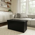 thumbnail image 6 of Large Foldable Storage Bench Ottoman ? Tufted Faux Leather Organizer by Lavish Home (Black), 6 of 7
