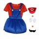 thumbnail image 1 of Disfraz de Mario Deluxe para niños y niñas, mono de fiesta de personajes de juego de animación de Halloween, sombrero y guantes, 1 of 4
