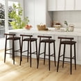 thumbnail image 2 of Gymax Bar Height Stools Set of 4Bar Chair w/ Acacia Wood Frame Supporting Legs Brown, 2 of 7