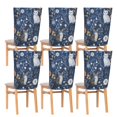 thumbnail image 6 of Decorative Chair Back Cover One Size x2 Chair Cover Dining Chair Slipcovers Chair Back Decoration Festival Chair Decoration Dark Blue Flowers and Cats, 6 of 6