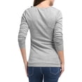 thumbnail image 4 of MODA NOVA Junior's Cowl Neck Long Sleeves Buttons Decor Ruched Top, 4 of 6