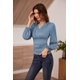 thumbnail image 5 of Blusa fruncida con cuello en V y cuello en V para mujer de GRACE KARIN Haze Blue XXL, 5 of 6