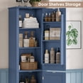 thumbnail image 4 of Hiphuta 71" Tall Narrow Bathroom Storage Cabinet, Slim Bathroom Storage Tower with Adjustable Shelves & Door Shelves, Narrow Cabinet with Doors for Small Spaces, Blue, 4 of 7
