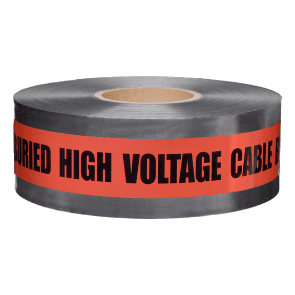 Presco Underground Detectable Tape: 3 in. x 1000 ft. (Red with Black "CAUTION BURIED HIGH VOLTAGE CABLE BELOW" printing)