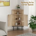 thumbnail image 6 of Brafab 39 Inch 4-Tier Corner Cabinet with Two Handmade Natural Rattan Doors, Freestanding Corner Storage Cabinets, Corner Shelf, Corner Table for Small Spaces, Metal Legs, Natural, 6 of 8