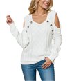 thumbnail image 1 of Suéter Térmico Gibobby de Manga Larga Casual con Hombros Descubiertos y Botones para Mujer Otoño Invierno Blanco XL, 1 of 5