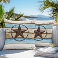 thumbnail image 5 of Waterproof Throw Pillow Covers Set of 2, 16x16 Inch Beige Blue Brown Star Decorative Pillowcases Outdoor Pillow Slip Cushion Covers Set for Couch Tent Texas Star Wooden Vintage, 5 of 7