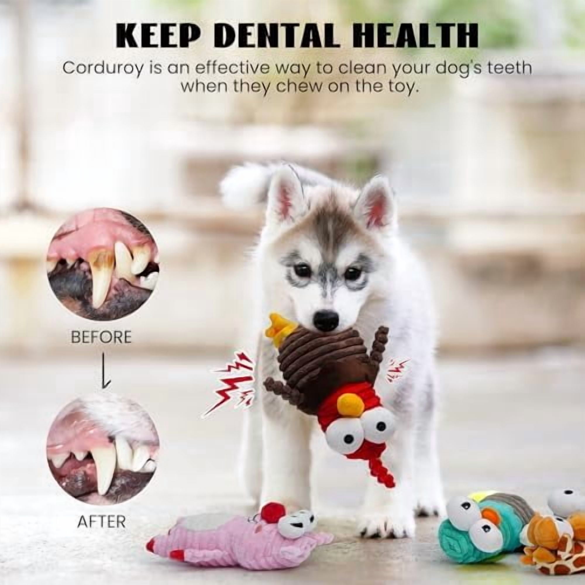 5-Pack Squeaky Dog Toys, Durable Stuffed Critter Zoo Dog Toys with Unique Squeak Sounds to Keep Dogs Busy, Puppy Toys for Small, Medium, and Large Dogs
