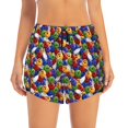 thumbnail image 2 of Fuzoiu Bowling Colorful Print Women's Athletic Shorts, Double-Layer Running Shorts with Pocket,Women's Workout Shorts for Yoga, Gym, and Workouts-X-Large, 2 of 7
