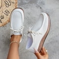 thumbnail image 4 of Womens Loafers Solid Color Lace up Lightweight Boat Shoes Casual Arch Support Slip on Flat Walking Shoes White Size 9, 4 of 7