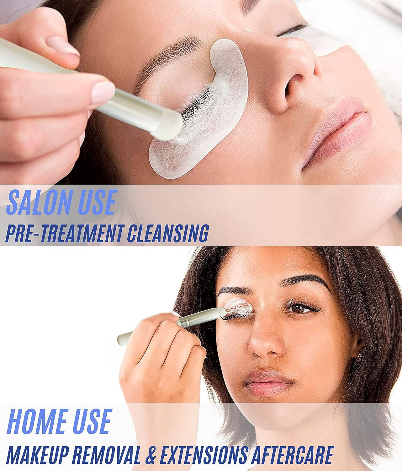 Eyelash Extension Shampoo Stacy Lash + Brush / 50ml / Eyelid Foaming Cleanser/Wash for Extensions and Natural Lashes/Paraben & Sulfate Free Safe Makeup & Mascara Remover/Profession