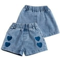 thumbnail image 4 of Zhuashum Pants For Girl 4-5 Years Toddler Light Color Embroidered Print Elastic Waistband Denim Shorts With Pockets Relax Fit Girl Clothes Blue, 4 of 9