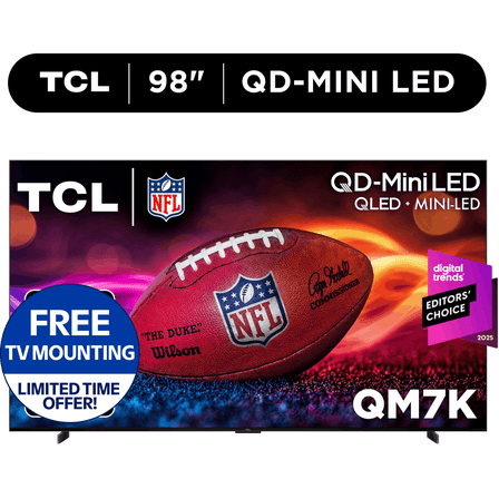 TCL 98" Class QM7K Series QD-Mini LED QLED 4K UHD Smart Google TV (NEW, 2025) - 144Hz, Local Dimming, Audio by Bang & Olufsen - 98QM7K
