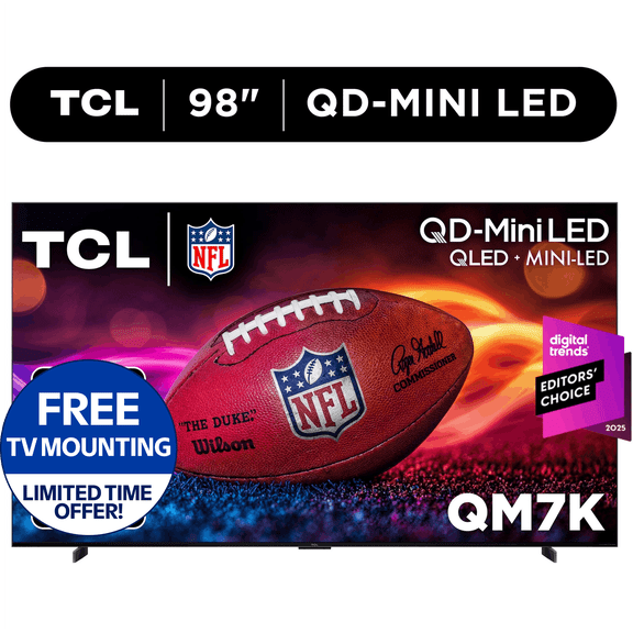 TCL 98" Class QM7K Series QD-Mini LED QLED 4K UHD Smart Google TV (NEW, 2025) - 144Hz, Local Dimming, Audio by Bang & Olufsen - 98QM7K