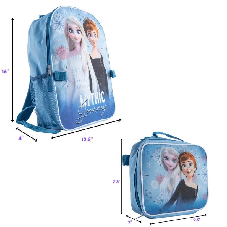 Disney Shop Disney Frozen Backpack and Lunch Box Bundle Set for Girls  ~Deluxe 16 Frozen Backpack with Lunch Bag, Water Bottle, Stickers
