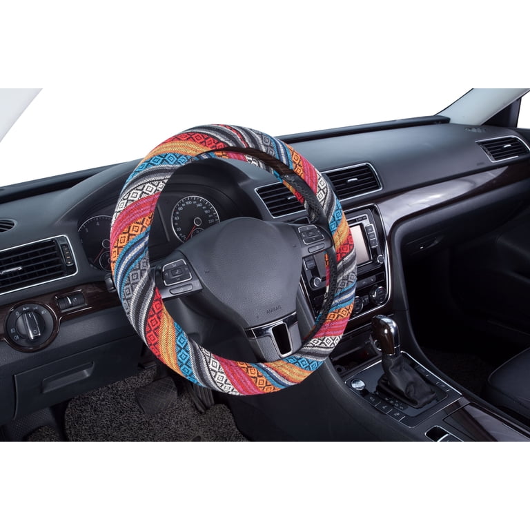 Auto Drive Boho Steering Wheel Cover, Anti-Slip Polyester photo 2