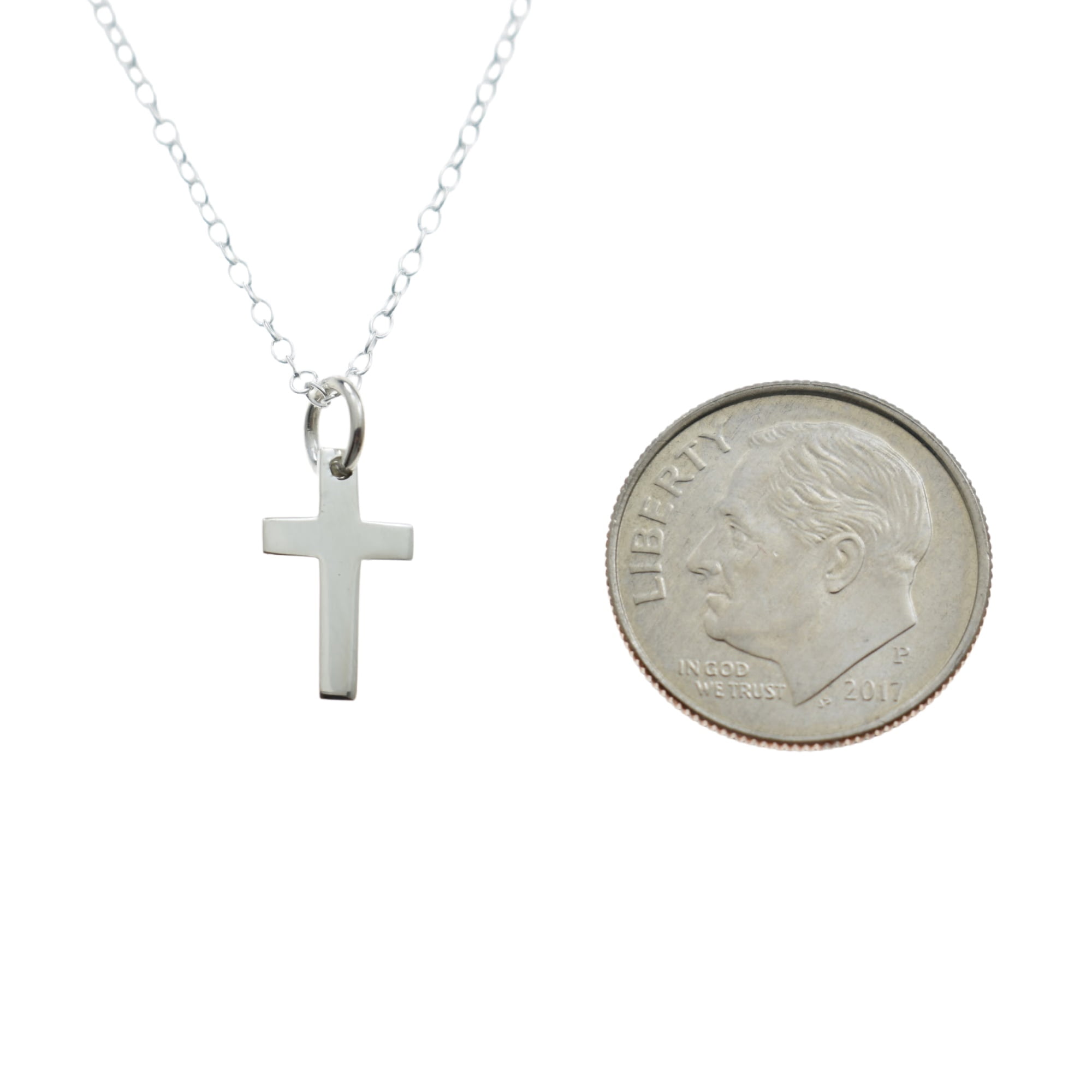 Tiny Cross Necklace in Sterling Silver. Women's Jewelry. Christian Gifts. Baptism Gift. First Communion Gift. Easter Gift.
