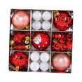 thumbnail image 3 of Juego de 35 adornos navideños en forma de bola, adornos colgantes decorativos para fiestas. Rojo y blanco, 3 of 9