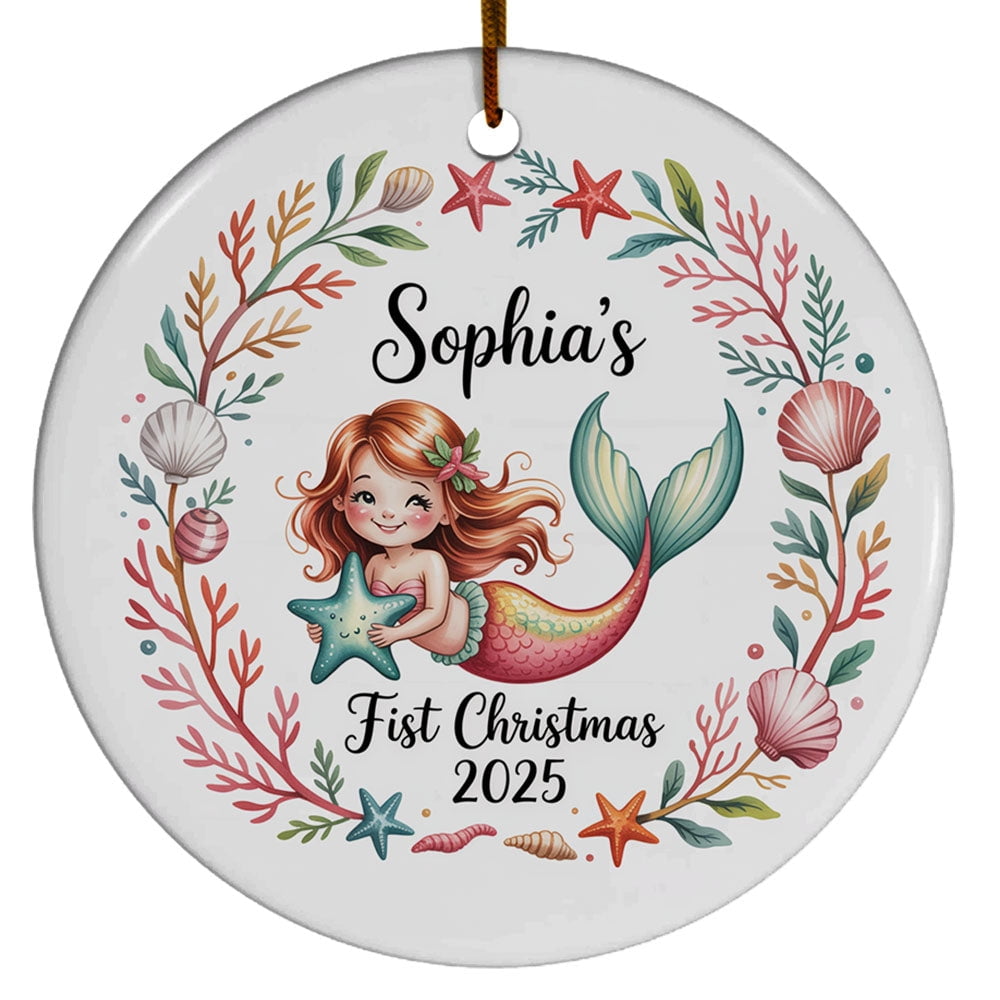 Mermaid Baby's First Christmas 2025, Ocean Maid Lover Christmas Ornaments Gift for Kids Girl, Mermaid Baby's First Christmas Ornament