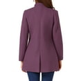 thumbnail image 3 of Abrigo de mujer INSPIRE CHIC de longitud media, con cuello alto, de un solo botón, abrigo de invierno en gris púrpura, talla L, 3 of 6