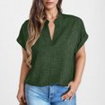 thumbnail image 2 of Otvok Womens Cotton and Linen T-Shirt Casual V-Neck Solid Color Short Sleeved Loose Top, 2 of 6