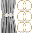 thumbnail image 1 of LAICAIW 6 Pack Magnetic Curtain Tiebacks, Decorative Curtain Holdbacks for Window Décor (Gold), 1 of 6