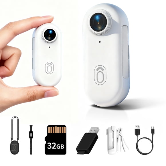 MUOXUEQN Cámara de Pulgar Mini 1080P Magnética Cámara Corporal Portátil 32GB Correa de Muñeca para Vlogging Deportes