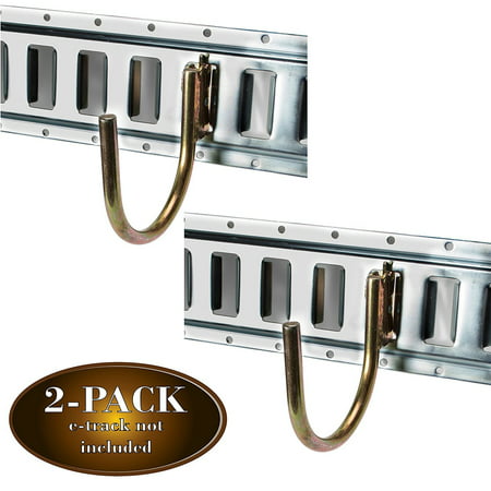 2 J Hooks for E Track Systems, Large Steel JHook TieDown Accessories for Cargo Tie Down Systems in Trucks, Trailers, Vans, with E-track Spring Fitting Attachments, by DC Cargo