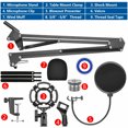 thumbnail image 7 of Condenser Microphone Kit Studio Pop Filter Boom Scissor Arm Stand Shock Mount, 7 of 7