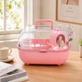 thumbnail image 6 of Portable Hamster Travel Cage, Small Pet Carrier with Handle, Transparent Carry Habitat for Dwarf Hamsters and Gerbils(Pink), 6 of 6