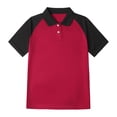 thumbnail image 4 of JCCXIN Little Boys School Uniform Polo Shirt Short Sleeve Patchwork Golf Shirts Stretch Active Tops Button Closure Collared Summer Adorable Casual Daily Clothes,Red,13-14 Years, 4 of 4