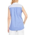 thumbnail image 2 of Vince Camuto Womens Colorblocked Button Up Shirt, Blue, Small, 2 of 2