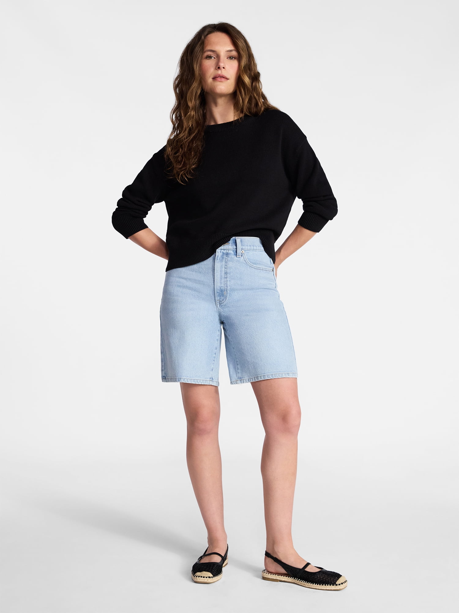 Time and Tru Women's Pullover Crewneck Sweater with Long Sleeves, Sizes XS-XXXL