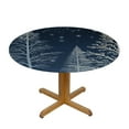 thumbnail image 3 of JEUXUS Stretch Fitted Table Covers for Tables - Waterproof Wipeable Colorfast Outdoor Table Cover Round Tablecloth for Party Picnic - Christmas Forest Elk Pine Trees Snowflakes Blue Table Cloth, 3 of 7